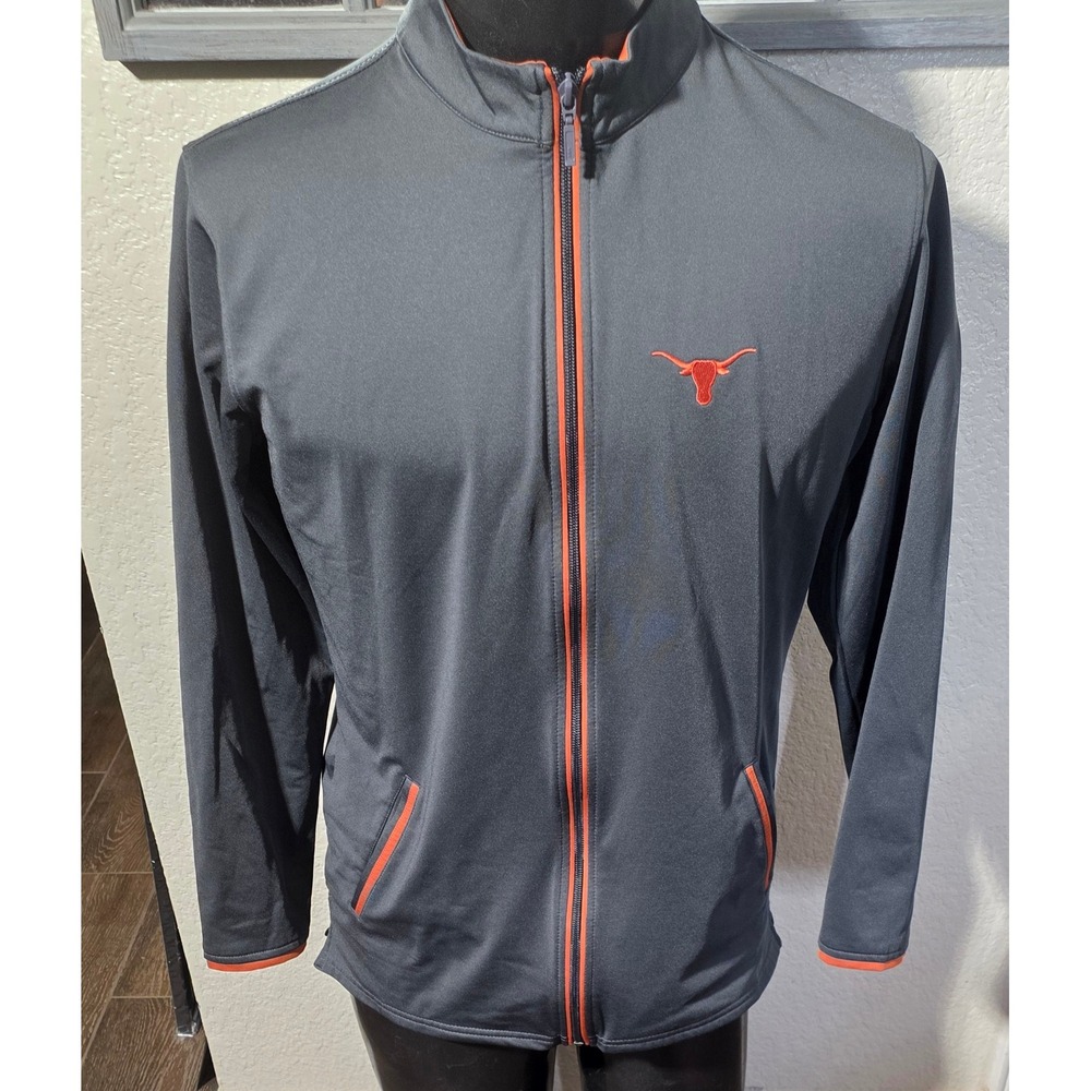 Horn Legend Texas Longhorns SEC Full Zip Jacket Grey Orange Performance Large